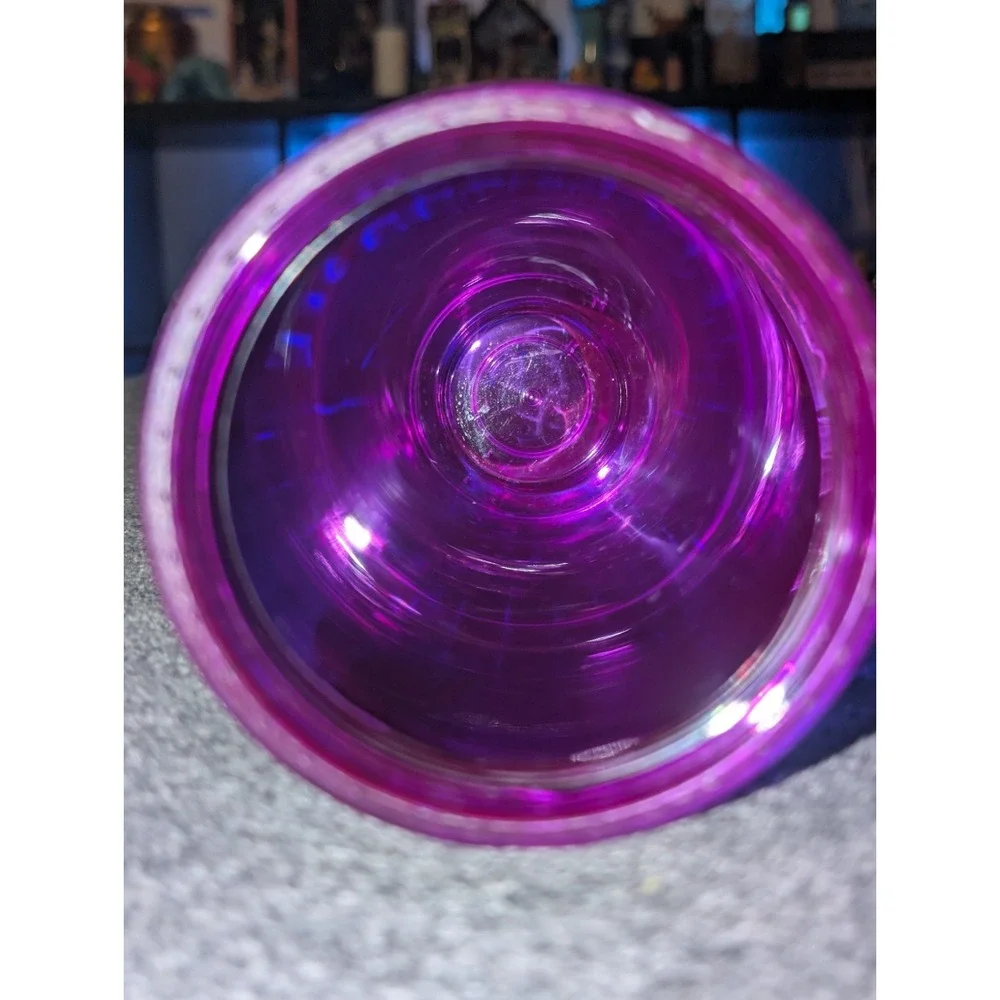 Starbucks Tumbler April 2021 Tall Purple Cold Cup Blue Edge Glow Dome Lid 24 oz
